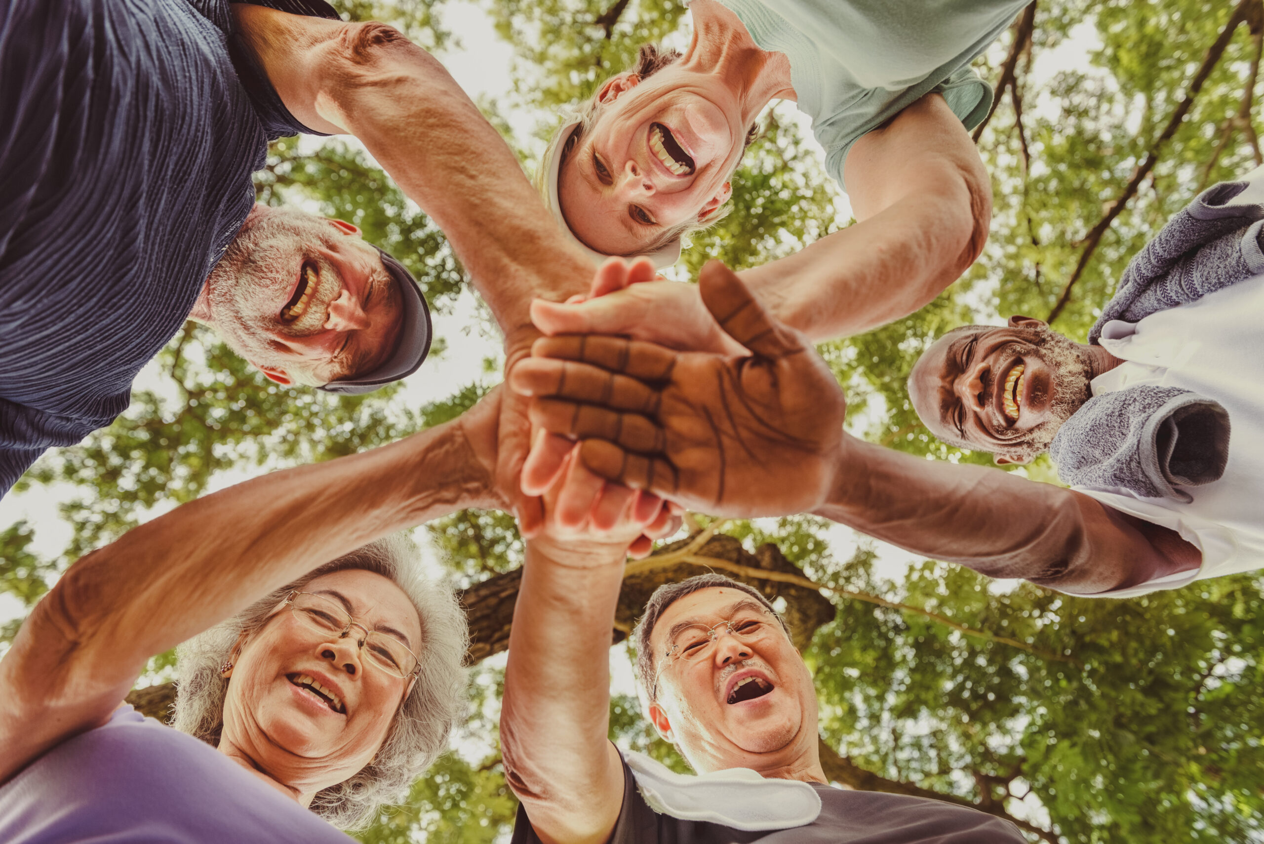 Group of elderly people holding hands